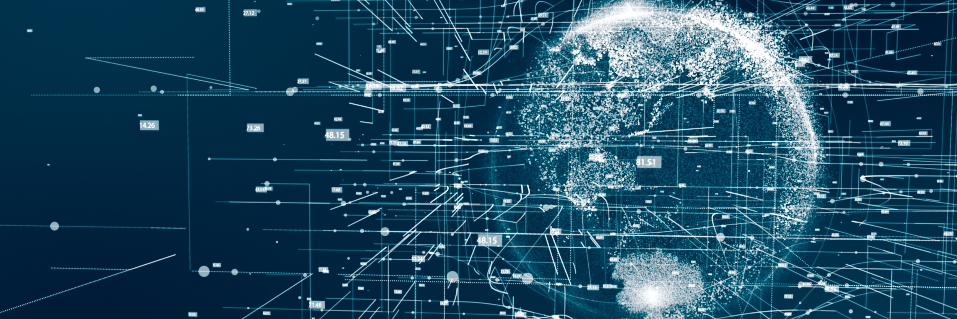Graphic showing the globe built out of lines of code to represent AI informing geopolitical risks and opportunities